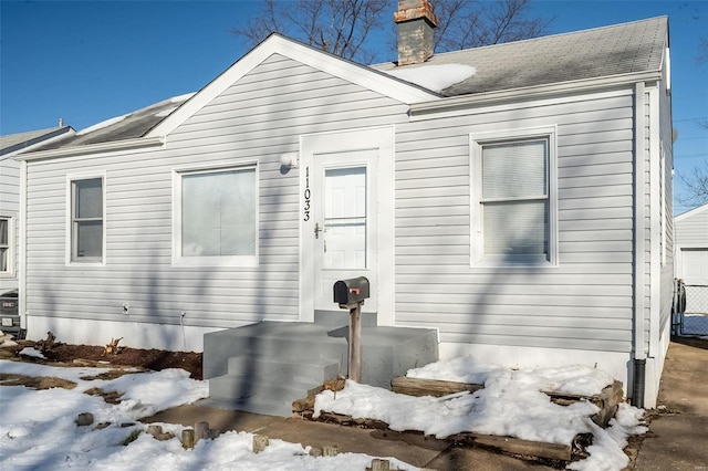 view of snow covered property