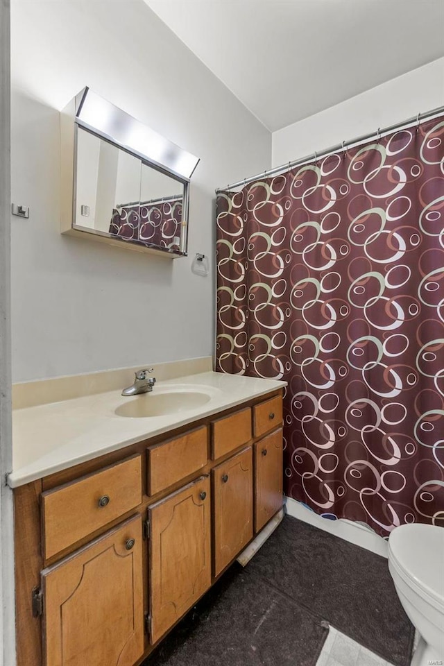 bathroom with toilet and vanity