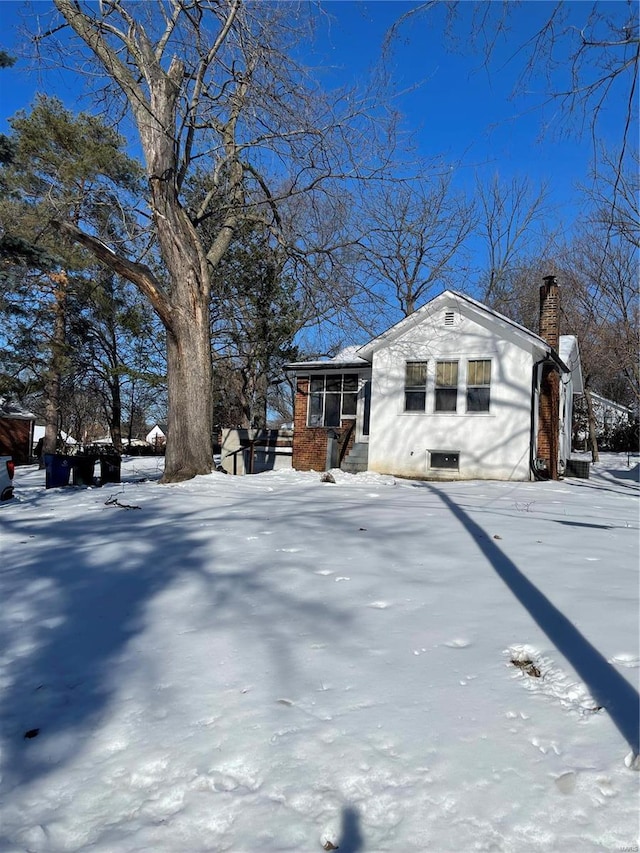 view of snow covered exterior