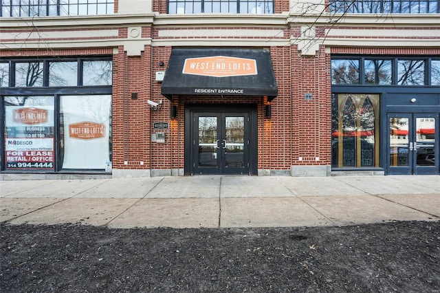 property entrance with french doors