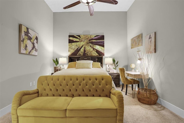 bedroom with carpet floors and ceiling fan