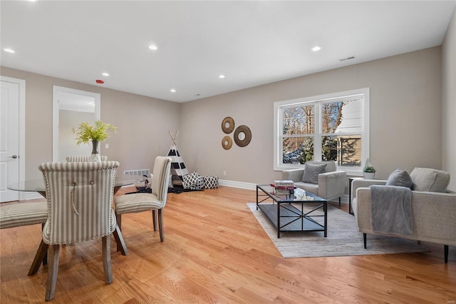 interior space with light hardwood / wood-style floors