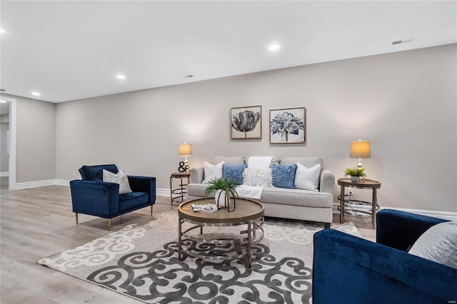 living room featuring light hardwood / wood-style flooring