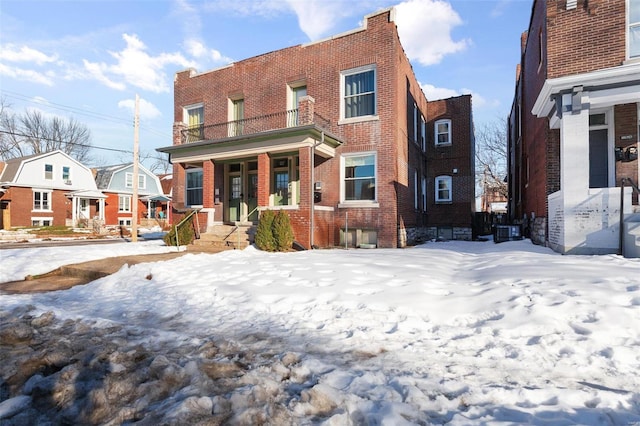 view of front facade with covered porch and central air condition unit