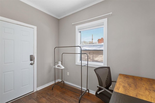 office featuring dark wood-type flooring