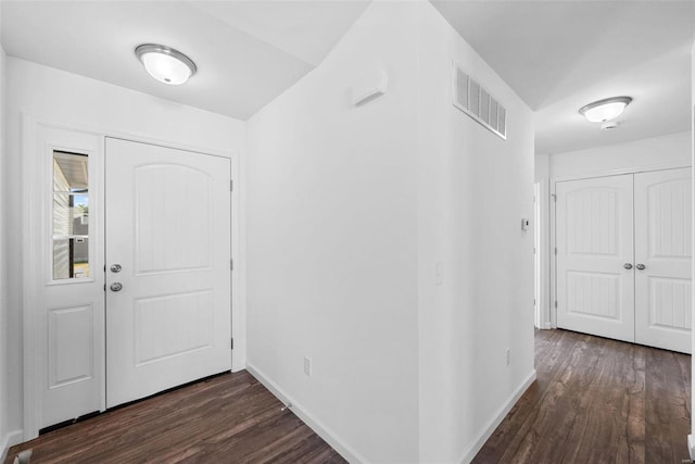 foyer entrance featuring dark wood-type flooring