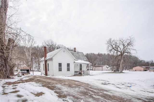 view of snow covered exterior