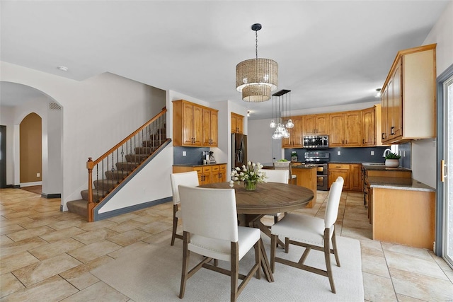 dining room with an inviting chandelier