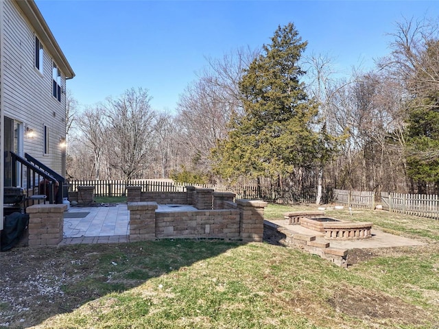 view of yard with fence and a patio area