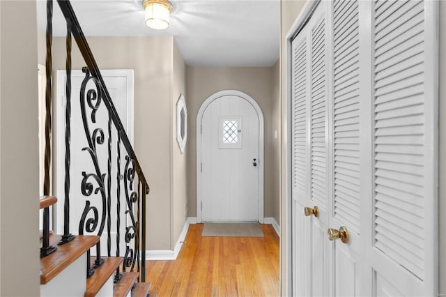 entryway featuring light wood-type flooring