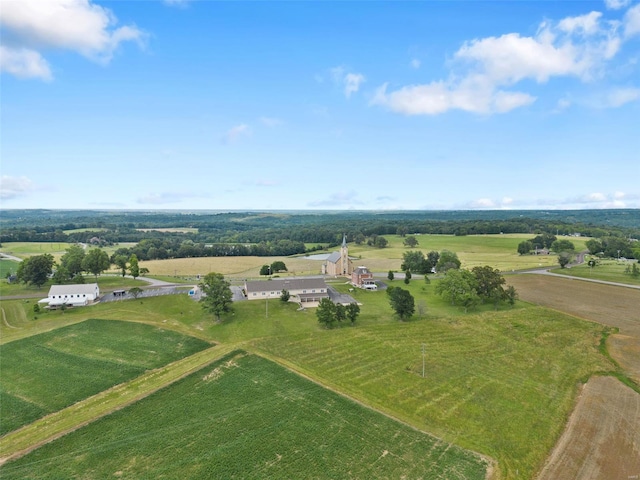 birds eye view of property featuring a rural view