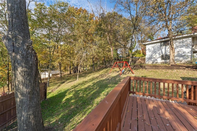 wooden deck with a yard