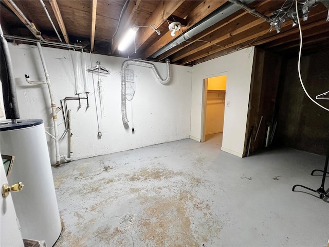 basement featuring water heater