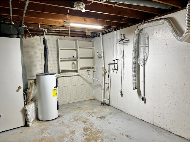 basement with water heater