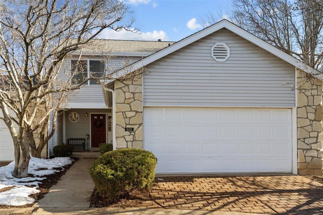 view of front property with a garage