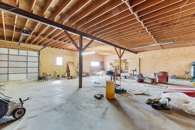 garage with a garage door opener