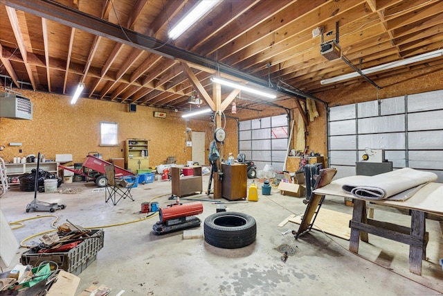 garage with a garage door opener