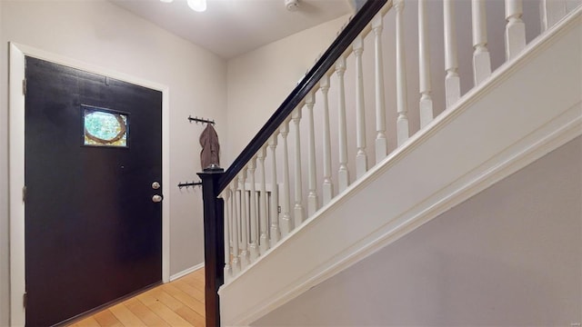 foyer with hardwood / wood-style flooring