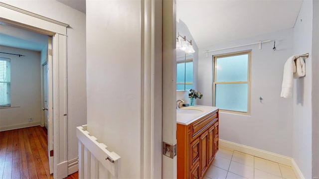 bathroom featuring vanity and tile patterned flooring