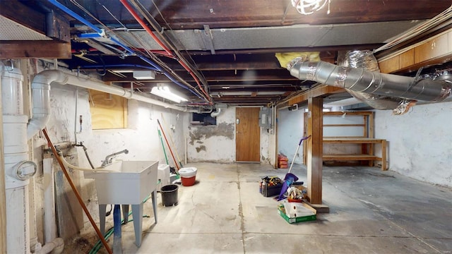 basement with electric panel