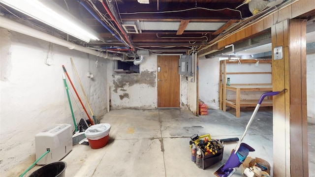 basement with electric panel