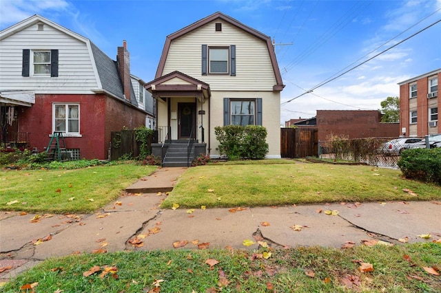 view of front of home with a front yard