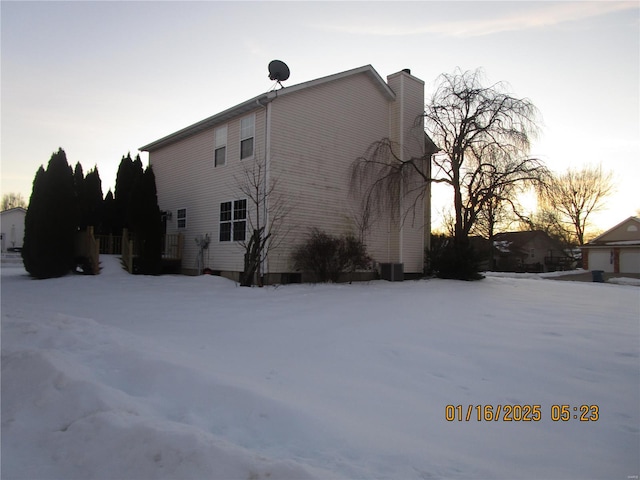 view of snow covered exterior