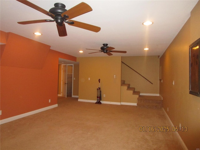 basement with carpet