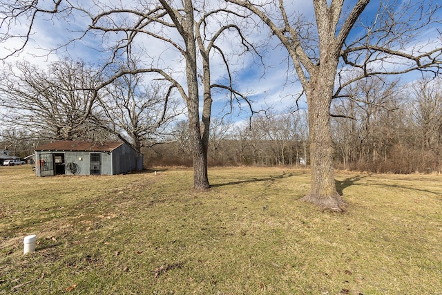 view of yard featuring an outbuilding