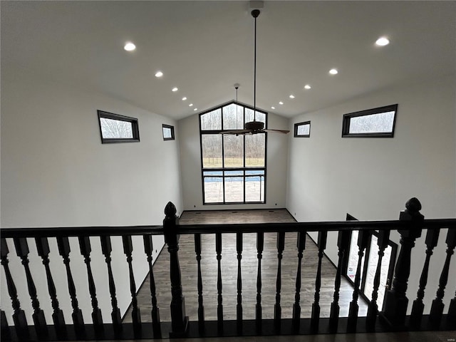 interior space with lofted ceiling and recessed lighting