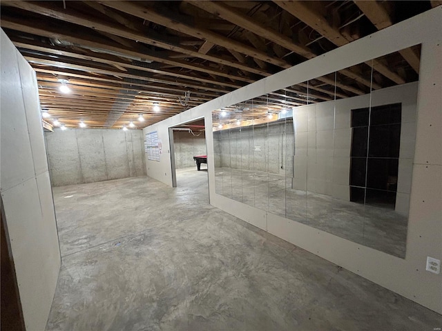 view of unfinished basement