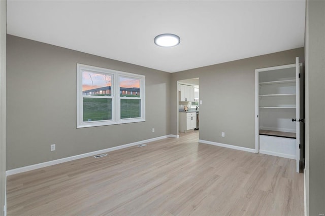 interior space with light hardwood / wood-style floors