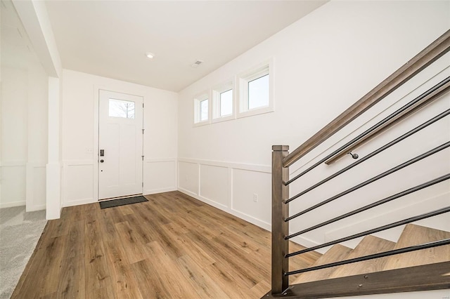 foyer featuring wood-type flooring