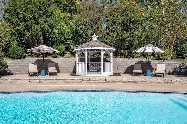 view of pool featuring a gazebo