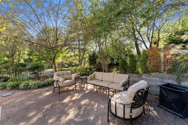 view of patio with an outdoor living space