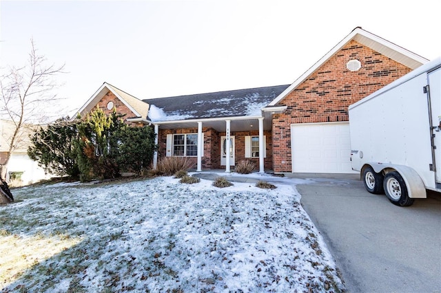 view of front of property with a garage