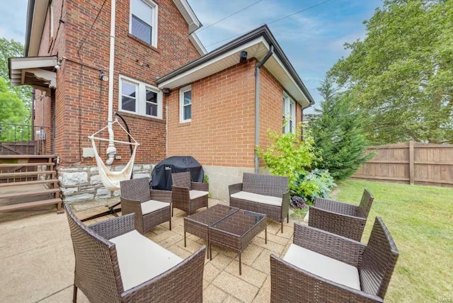 view of patio / terrace with outdoor lounge area and area for grilling