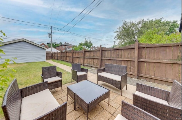 view of patio featuring an outdoor hangout area