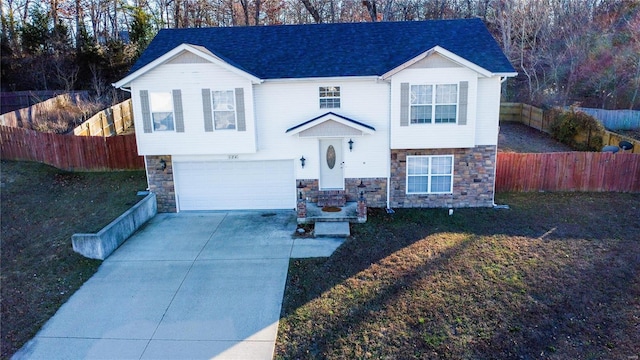 bi-level home with a garage