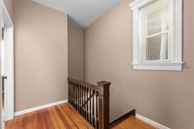 staircase featuring hardwood / wood-style floors