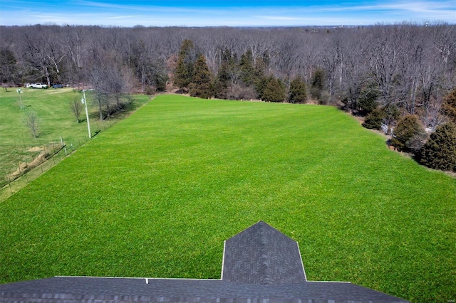 view of yard with a wooded view