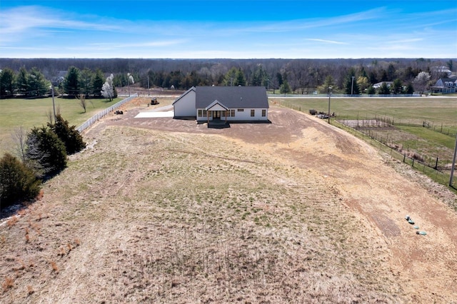 aerial view featuring a rural view