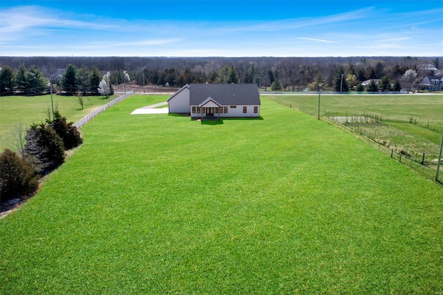 aerial view with a rural view