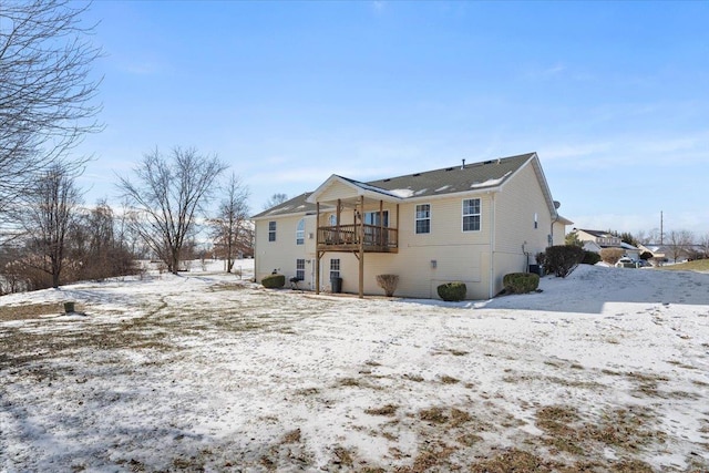 view of snow covered property