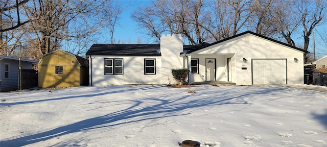 single story home with a garage