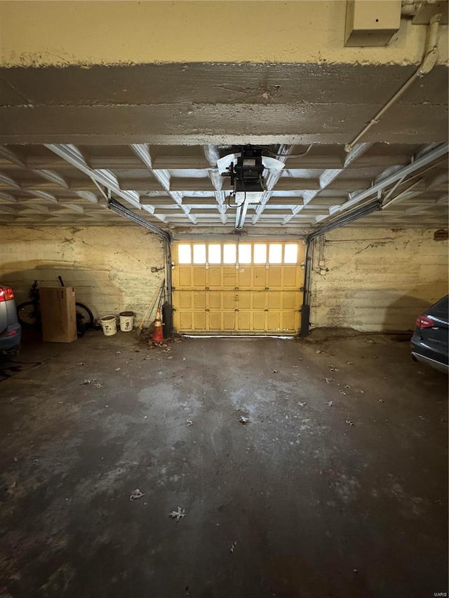 garage with a garage door opener