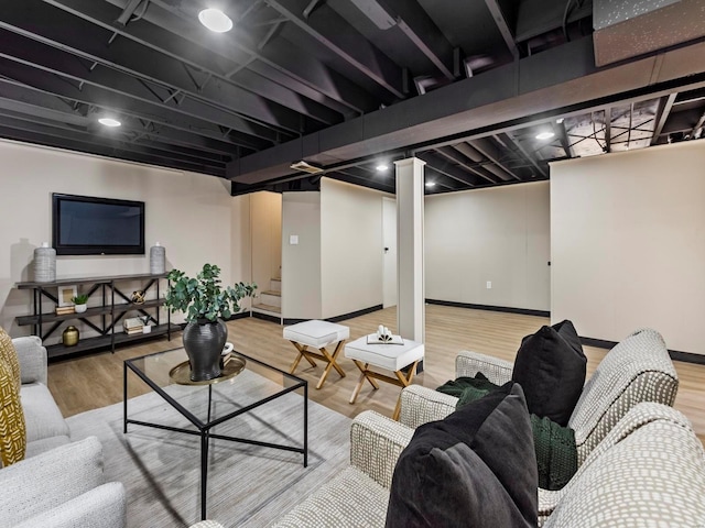 living room featuring wood-type flooring