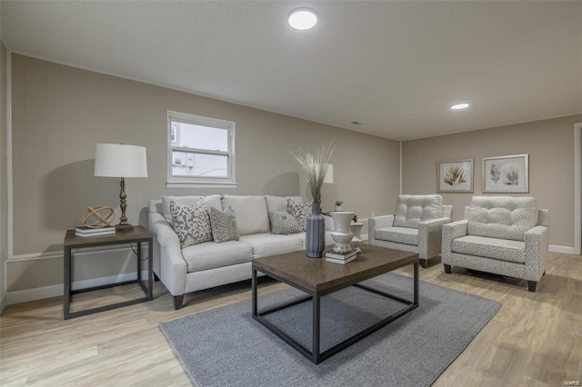 living room featuring light hardwood / wood-style flooring