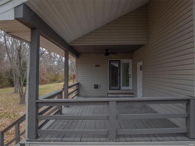 deck featuring ceiling fan