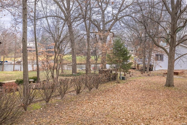 view of yard featuring a water view